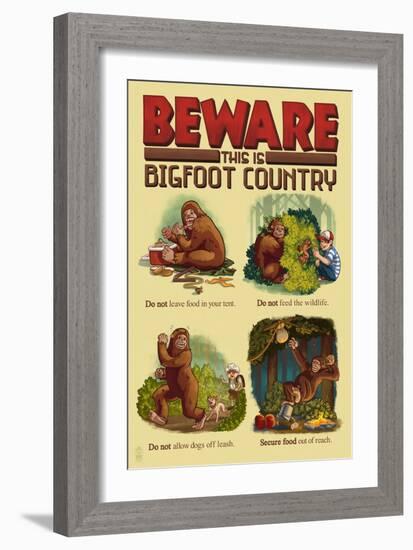 Beware this is Bigfoot Country Lessons-Lantern Press-Framed Art Print