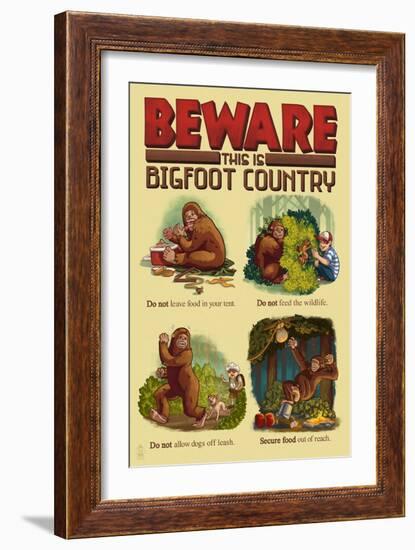 Beware this is Bigfoot Country Lessons-Lantern Press-Framed Art Print