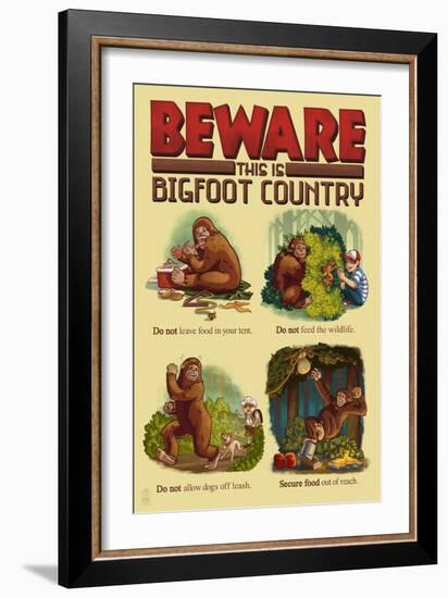 Beware this is Bigfoot Country Lessons-Lantern Press-Framed Art Print