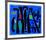 Bewegte Vertikalen Auf Blau, c.1953-Willi Baumeister-Framed Serigraph