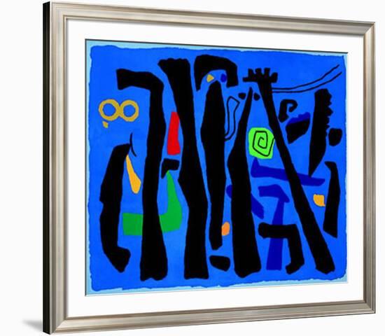 Bewegte Vertikalen Auf Blau, c.1953-Willi Baumeister-Framed Serigraph