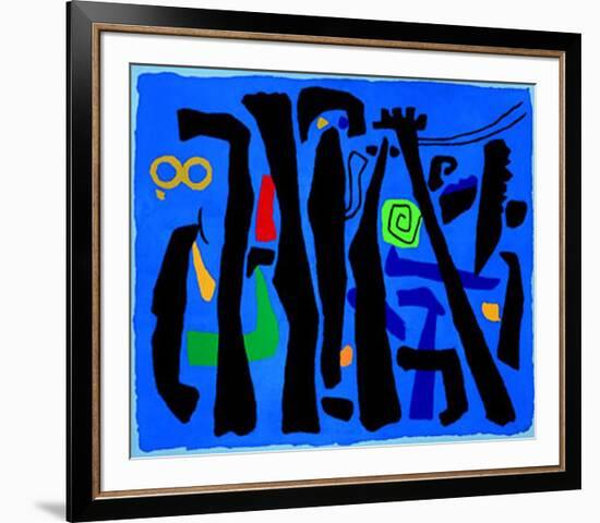 Bewegte Vertikalen Auf Blau, c.1953-Willi Baumeister-Framed Serigraph