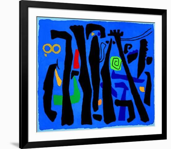 Bewegte Vertikalen Auf Blau, c.1953-Willi Baumeister-Framed Serigraph