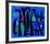 Bewegte Vertikalen Auf Blau, c.1953-Willi Baumeister-Framed Serigraph