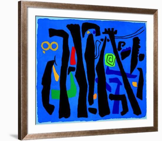 Bewegte Vertikalen Auf Blau, c.1953-Willi Baumeister-Framed Serigraph