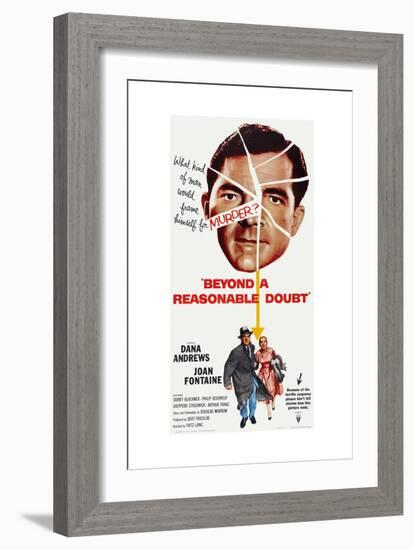 Beyond a Reasonable Doubt, Top: Dana Andrews; Bottom: Dana Andrews, Joan Fontaine, 1956-null-Framed Premium Giclee Print