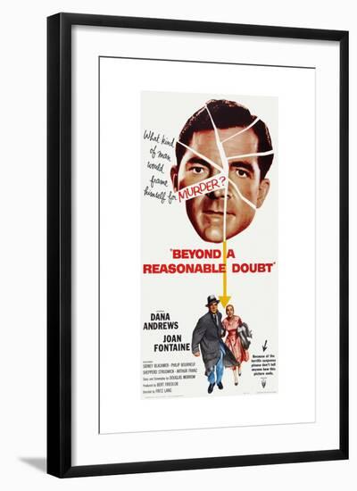 Beyond a Reasonable Doubt, Top: Dana Andrews; Bottom: Dana Andrews, Joan Fontaine, 1956-null-Framed Art Print