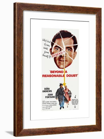 Beyond a Reasonable Doubt, Top: Dana Andrews; Bottom: Dana Andrews, Joan Fontaine, 1956-null-Framed Art Print