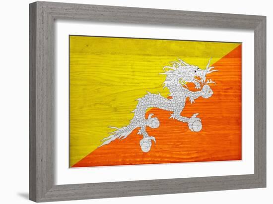 Bhutan Flag Design with Wood Patterning - Flags of the World Series-Philippe Hugonnard-Framed Art Print