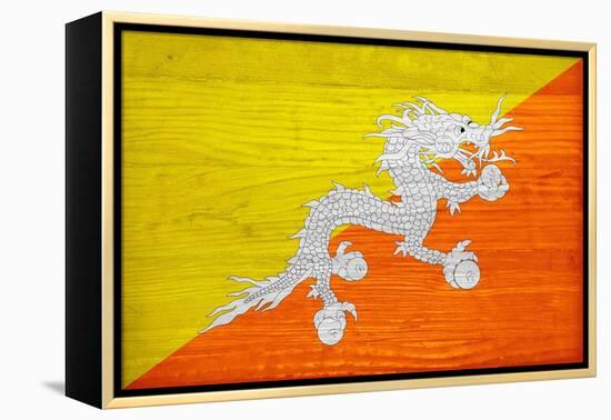 Bhutan Flag Design with Wood Patterning - Flags of the World Series-Philippe Hugonnard-Framed Stretched Canvas