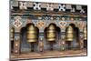 Bhutan, Paro, capital of Paro District, Dzongkhag. Traditional prayer wheels.-Cindy Miller Hopkins-Mounted Photographic Print