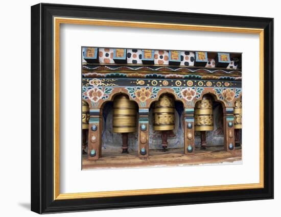 Bhutan, Paro, capital of Paro District, Dzongkhag. Traditional prayer wheels.-Cindy Miller Hopkins-Framed Photographic Print