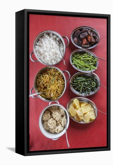 Bhutanese Dishes Served at a Restaurant in Thimphu Rice and Vegetables Including Chilli, Bhutan-Roberto Moiola-Framed Premier Image Canvas