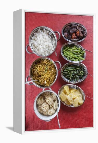 Bhutanese Dishes Served at a Restaurant in Thimphu Rice and Vegetables Including Chilli, Bhutan-Roberto Moiola-Framed Premier Image Canvas