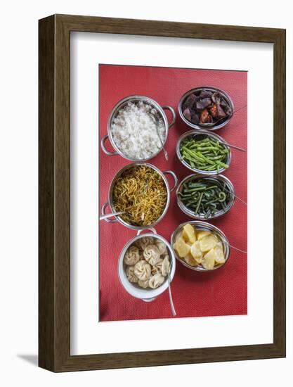 Bhutanese Dishes Served at a Restaurant in Thimphu Rice and Vegetables Including Chilli, Bhutan-Roberto Moiola-Framed Photographic Print