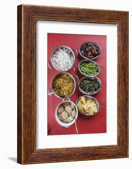 Bhutanese Dishes Served at a Restaurant in Thimphu Rice and Vegetables Including Chilli, Bhutan-Roberto Moiola-Framed Photographic Print