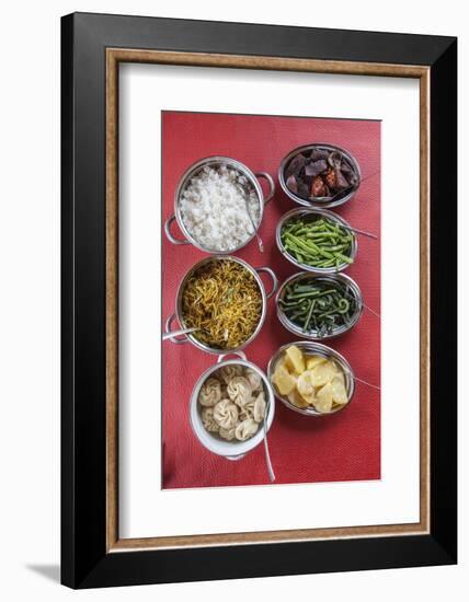 Bhutanese Dishes Served at a Restaurant in Thimphu Rice and Vegetables Including Chilli, Bhutan-Roberto Moiola-Framed Photographic Print