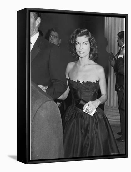 Bianca Jagger at the Opening of Metropolitan Museum Costume Exhibit "The 18th Century Woman"-David Mcgough-Framed Premier Image Canvas