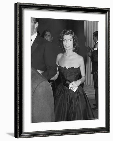 Bianca Jagger at the Opening of Metropolitan Museum Costume Exhibit "The 18th Century Woman"-David Mcgough-Framed Premium Photographic Print
