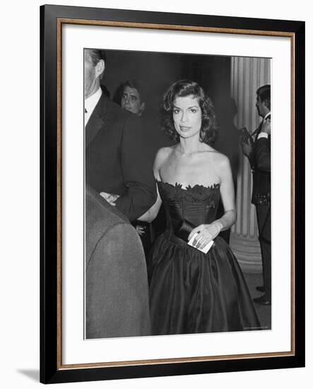 Bianca Jagger at the Opening of Metropolitan Museum Costume Exhibit "The 18th Century Woman"-David Mcgough-Framed Premium Photographic Print