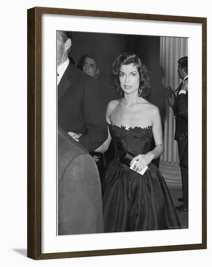 Bianca Jagger at the Opening of Metropolitan Museum Costume Exhibit "The 18th Century Woman"-David Mcgough-Framed Premium Photographic Print