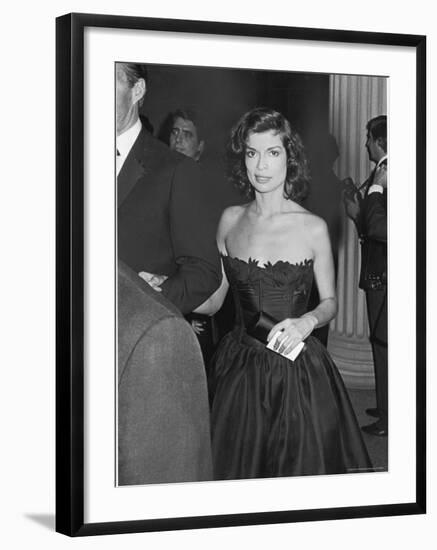Bianca Jagger at the Opening of Metropolitan Museum Costume Exhibit "The 18th Century Woman"-David Mcgough-Framed Premium Photographic Print