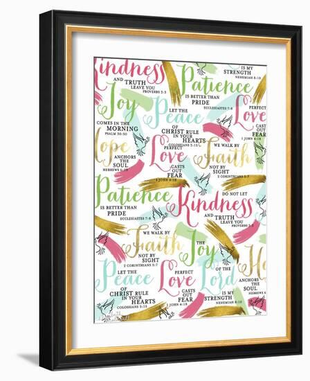 Bible Verses with Gold-Elizabeth Caldwell-Framed Giclee Print