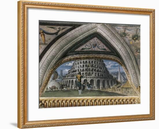 Biblical Scene and Tower of Babel-null-Framed Giclee Print