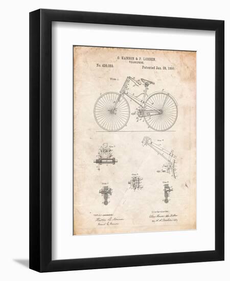 Bicycle 1890 Patent-Cole Borders-Framed Premium Giclee Print