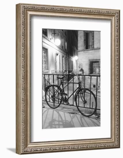 Bicycle against railing, Paris, France-Panoramic Images-Framed Photographic Print