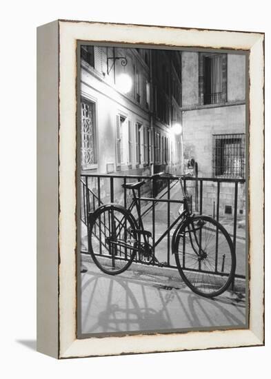 Bicycle against railing, Paris, France-Panoramic Images-Framed Premier Image Canvas