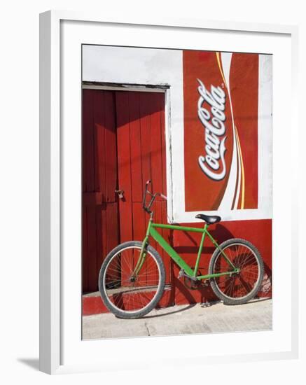 Bicycle Against Storefromt, Rio Lagartos, Yucatan, Mexico-Julie Eggers-Framed Photographic Print