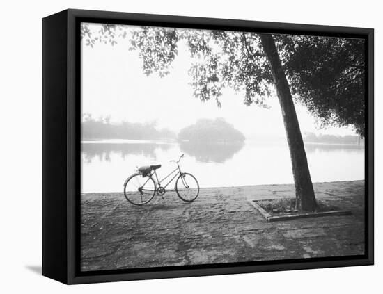 Bicycle and Bay Mau Lake Lenin Park-Walter Bibikow-Framed Premier Image Canvas