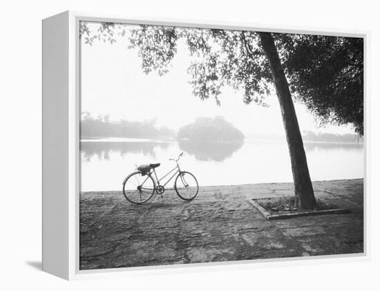 Bicycle and Bay Mau Lake Lenin Park-Walter Bibikow-Framed Premier Image Canvas