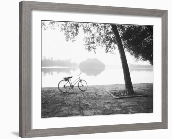 Bicycle and Bay Mau Lake Lenin Park-Walter Bibikow-Framed Photographic Print