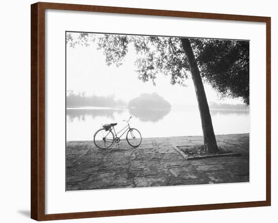 Bicycle and Bay Mau Lake Lenin Park-Walter Bibikow-Framed Photographic Print