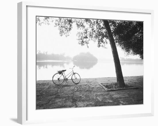 Bicycle and Bay Mau Lake Lenin Park-Walter Bibikow-Framed Photographic Print