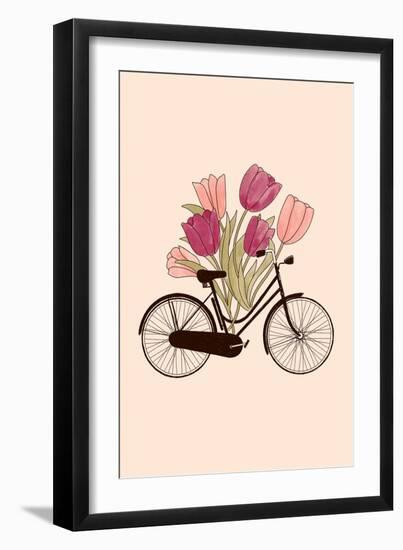 Bicycle and Flower : Amsterdam, 2022 (Digital)-Florent Bodart-Framed Giclee Print