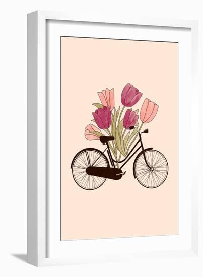 Bicycle and Flower : Amsterdam, 2022 (Digital)-Florent Bodart-Framed Giclee Print