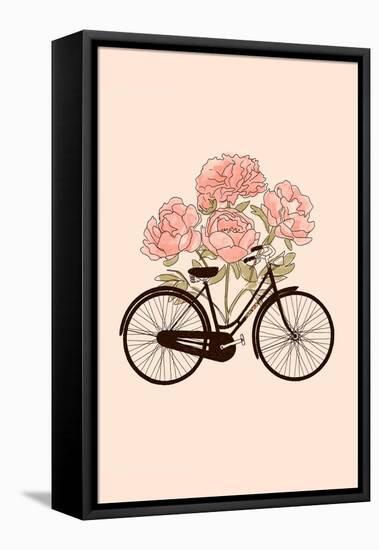 Bicycle and Flower : Paris, 2022 (Digital)-Florent Bodart-Framed Premier Image Canvas