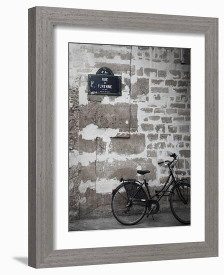 Bicycle and Street Sign, Paris, France-Jon Arnold-Framed Photographic Print