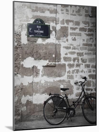 Bicycle and Street Sign, Paris, France-Jon Arnold-Mounted Photographic Print