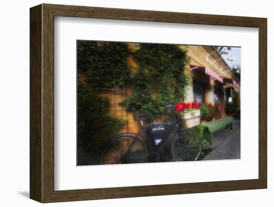 Bicycle at a Bistro, Napa Valley, California-George Oze-Framed Photographic Print