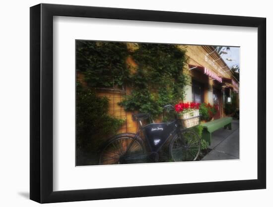 Bicycle at a Bistro, Napa Valley, California-George Oze-Framed Photographic Print