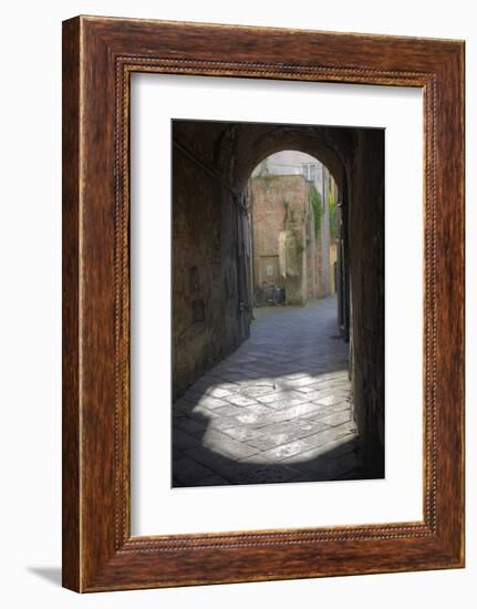 Bicycle at the End of Tunnel, Lucca, Italy-Terry Eggers-Framed Photographic Print