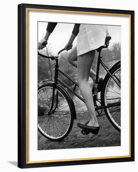 Bicycle Being Ridden by a Typical American Girl-Nina Leen-Framed Photographic Print
