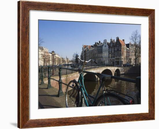 Bicycle by the Keizersgracht Canal, Amsterdam, Netherlands, Europe-Amanda Hall-Framed Photographic Print