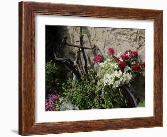 Bicycle Decorated with Flowers, Brantome, Dordogne, France, Europe-Peter Richardson-Framed Photographic Print