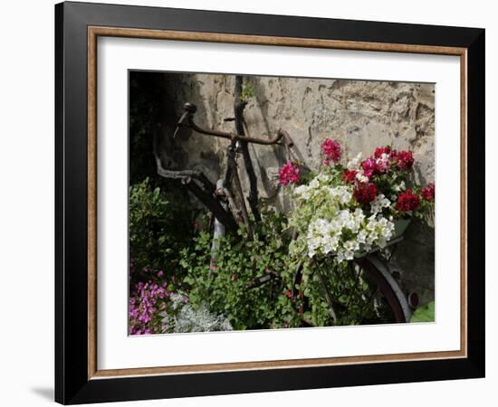 Bicycle Decorated with Flowers, Brantome, Dordogne, France, Europe-Peter Richardson-Framed Photographic Print