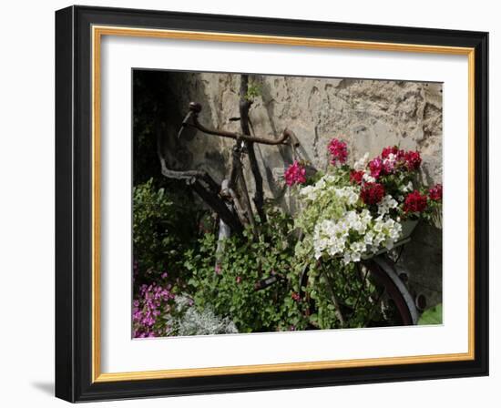 Bicycle Decorated with Flowers, Brantome, Dordogne, France, Europe-Peter Richardson-Framed Photographic Print